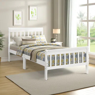 Streamdale Furniture Streamdale Wood Platform Bed Twin Sleigh Bed Frame With Headboard/footboard, White