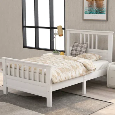 Streamdale Furniture Streamdale Wood Platform Bed With Headboard And Footboard In White