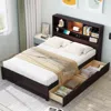 Streamdale Furniture Streamdale Wood Platform Bed With Headboard, Downlight, Charging, Drawers