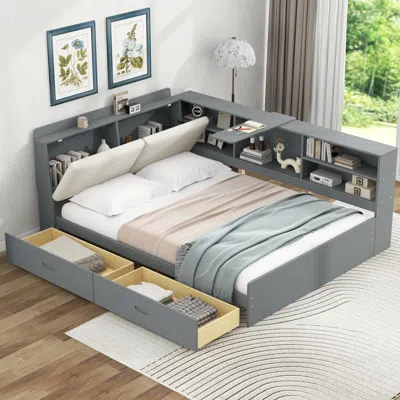 STREAMDALE FURNITURE STREAMDALE WOOD PLATFORM BED WITH STORAGE HEADBOARD