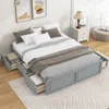 Streamdale Furniture Streamdale Wood Queen Size Platform Bed Frame With 6 Drawers, Gray
