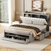 Streamdale Furniture Streamdale Wood Queen Size Platform Bed With Storage Headboard