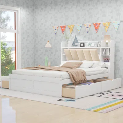 Streamdale Furniture Streamdale Wood Queen Size Platform Bed With Storage Headboard