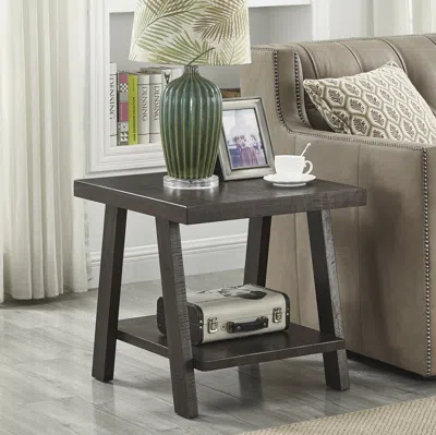 Streamdale Furniture Streamdale Wood Shelf End Table In Weathered Espresso In Gray