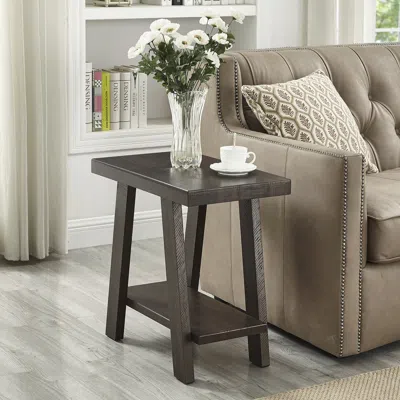 Streamdale Furniture Streamdale Wood Shelf Side Table In Weathered Espresso