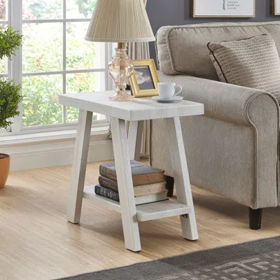 Streamdale Furniture Streamdale Wood Shelf Side Table In White Finish