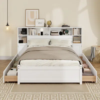 Streamdale Furniture Streamdale Wood Storage Bed With Bookcase Headboard, 6 Drawers, Twin