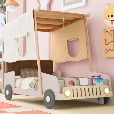 Streamdale Furniture Streamdale Wood Twin Size Car Bed With Pillow