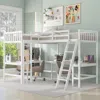 Streamdale Furniture Streamdale Wood Twin Size L-shaped Loft Bed With Ladder And 2 Builtin L-shaped
