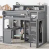 Streamdale Furniture Streamdale Wood Twin Size Loft Bed With Multiple Storage Shelves And Wardrobe
