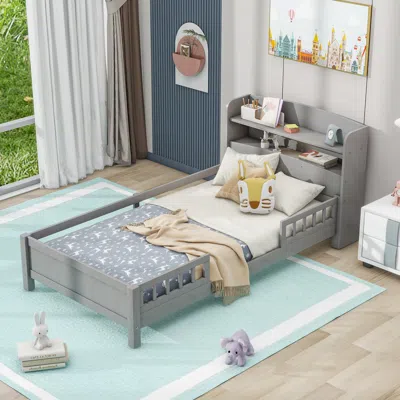 Streamdale Furniture Streamdale Wood Twin Size Platform Bed With Builtin Led Light