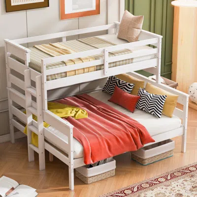 Streamdale Furniture Streamdale Wood Twin Xl Over Queen Bunk Bed With Ladder