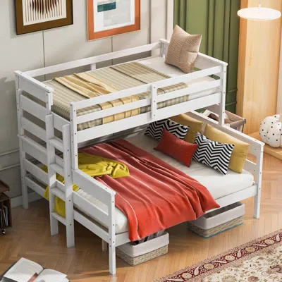 Streamdale Furniture Streamdale Wood Twin Xl Over Queen Bunk Bed With Ladder