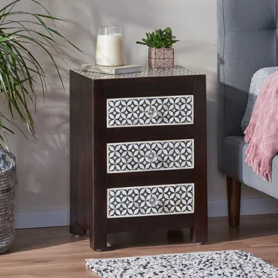Streamdale Furniture Streamdale Wooden 3 Drawer Bone Fitted Nightstand In Brown