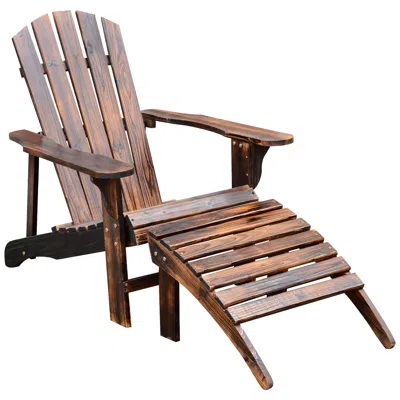 Streamdale Furniture Streamdale Wooden Adirondack Chair Outdoor Patio Lounge Chair W/ Ottoman - Rustic Brown