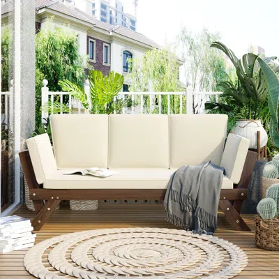 Streamdale Furniture Streamdale Wooden Daybed Sofa Chaise Lounge For Small Outdoor Spaces