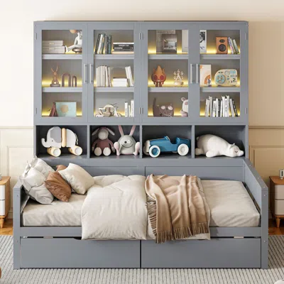 Streamdale Furniture Streamdale Wooden Daybed W/ Storage, Led & Shelves