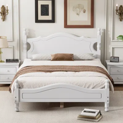 Streamdale Furniture Streamdale Wooden Platform Bed Frame With Slat Support In White