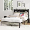 Streamdale Furniture Streamdale Wooden Platform Bed Frame With Storage & Usb - Antique Gray