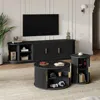 Streamdale Furniture Streamdale Wooden Tv Stand & Coffee Table Set With Fluted Doors, Golden Handles, Black