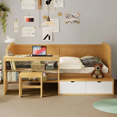 Streamdale Furniture Streamdale Wooden Twin Daybed With Storage, Study Desk, And Stool
