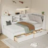 Streamdale Furniture Streamdale Wooden Twin L-shaped Daybed With Storage, Bookcase & Usb