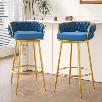 Streamdale Furniture Streamdale Woven Back Swivel Bar Stools Set Of 2, 31" Kitchen Chairs