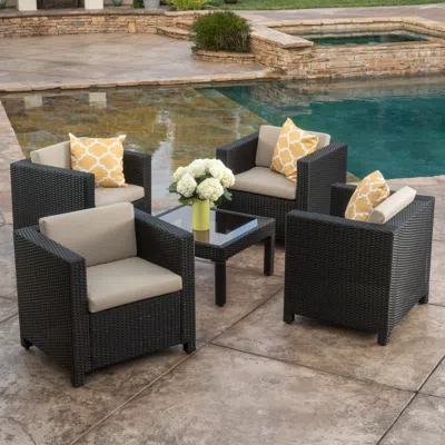 Streamdale Furniture Streamdale Woven Texture Minimalist Outdoor Club Chairs For Modern Comfort In Black