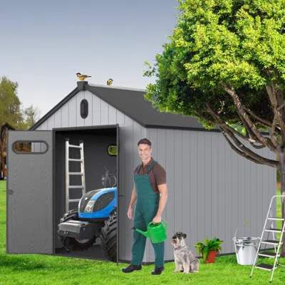Streamdale Furniture Streamdale Xwt013 8*10ft Plastic Storage Shed For Backyard Garden Big Spire Tool Storage