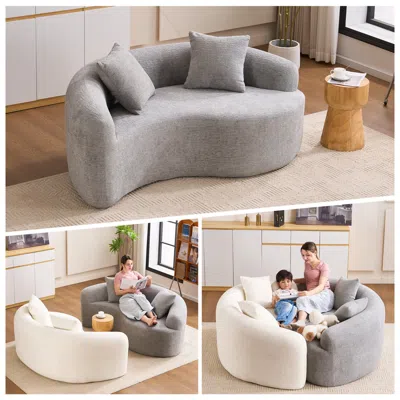 Streamdale Furniture Streamdale Yin Yang Sofa: Dual Seat Chenille Loveseat - No Assembly