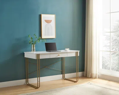 Streamdale Furniture Streamdale Zen-inspired Writing Desk With Drawer In White