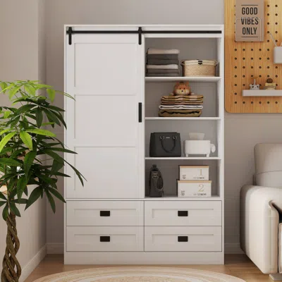 Streamdale Furniture Tall Bedroom Armoire Wardrobe Closet With Barn Door