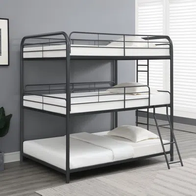Streamdale Furniture Triple Bunk Bed, Full/full/full, Black
