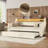 Streamdale Furniture Twin Daybed With Trundle, Charging Station, Led Lights