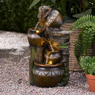 Streamdale Furniture Weather-resistant 3-tier Outdoor Fountain With Light (19.75")