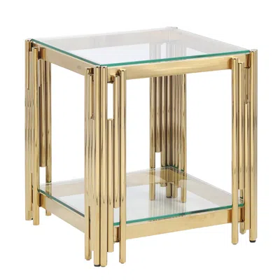 Streamdale Furniture Wide Square End Table With Glass Top