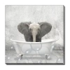 Streamline Art Baby Elephant Bath Canvas Art In Gray