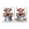 Streamline Art Baby Highland Cow 2-pc. Wall Art Set In Brown