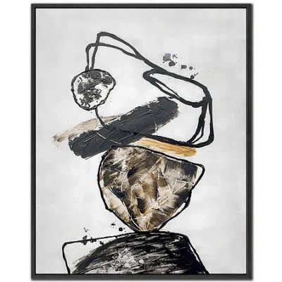 Streamline Art Balancing Stones Ii Framed Canvas Art In Black
