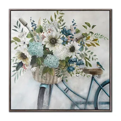 Streamline Art Beautiful Ride Hand Embellished Canvas Art In Blue