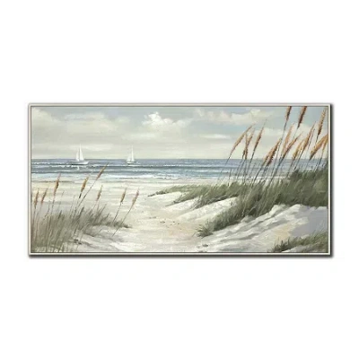Streamline Art Beyond The Dunes Hand Embellished Canvas Art In Green