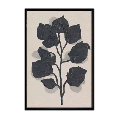 Streamline Art Black Rose Silhouette Ii Framed Canvas Art