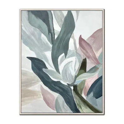 Streamline Art Botanical Abstraction I Framed Canvas Art In Blue