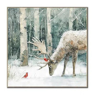 Streamline Art Cardinalâs Greeting Embellished Canvas Art In Green