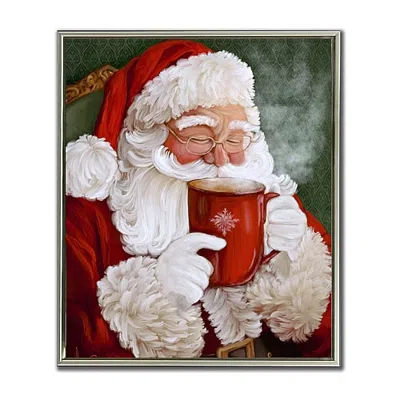 Streamline Art Christmas Coffee Embellished Canvas Art In Red