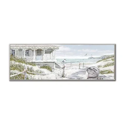 Streamline Art Coastal Cottage Framed Canvas Art In White