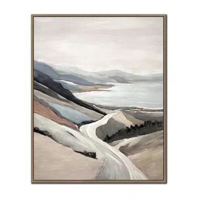 Streamline Art Coastal Road I Framed Canvas Art In Blue