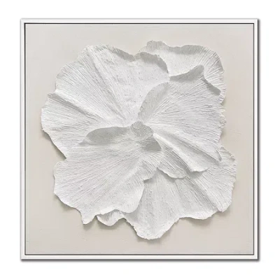 Streamline Art Delicate Petal I Framed Canvas Art In White