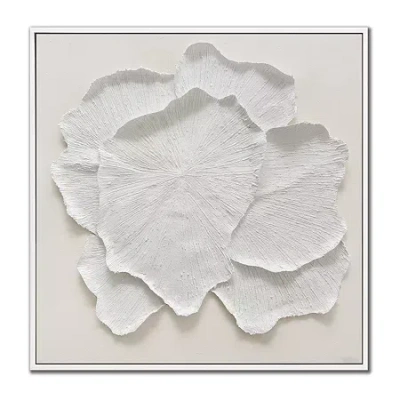 Streamline Art Delicate Petal Ii Framed Canvas Art In White
