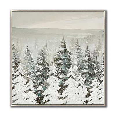 Streamline Art Evergreen Silence Embellished Canvas Art In Green